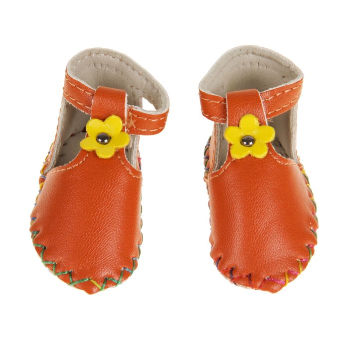 Сандали для куклы "Цветочек", длина стопы 7,5 см, 1 пара, цвет оранжевый