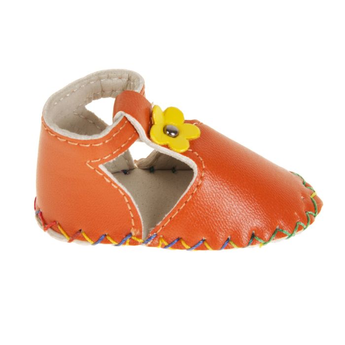 Сандали для куклы "Цветочек", длина стопы 7,5 см, 1 пара, цвет оранжевый