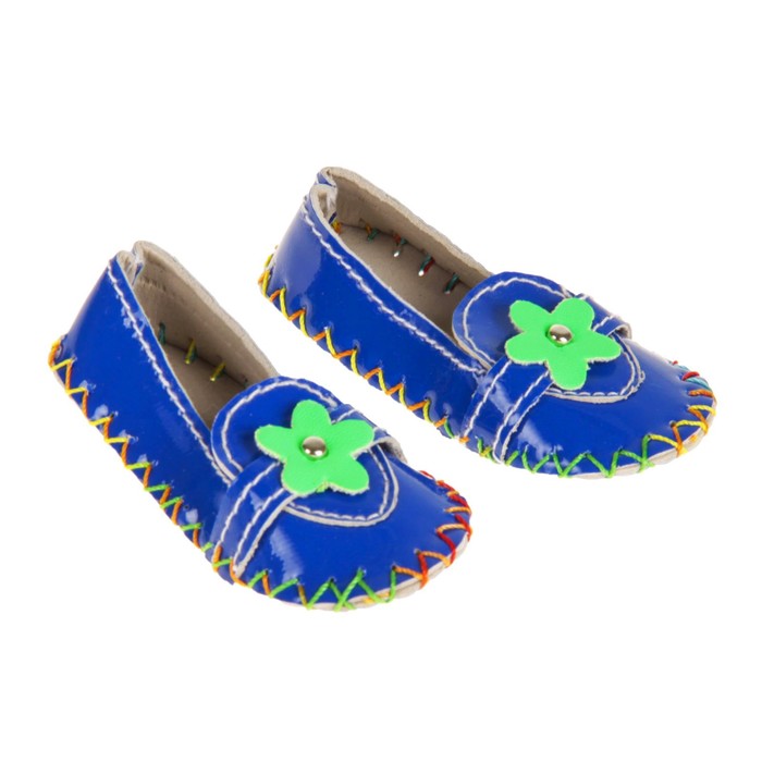 Мокасины для для куклы "Цветочек" длина стопы 7,5 см, 1 пара, цвет синий