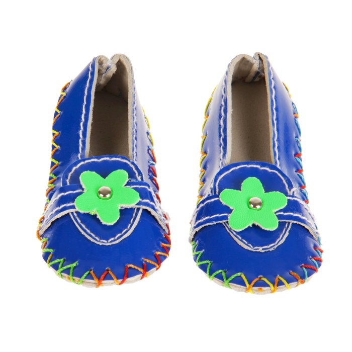 Мокасины для для куклы "Цветочек" длина стопы 7,5 см, 1 пара, цвет синий