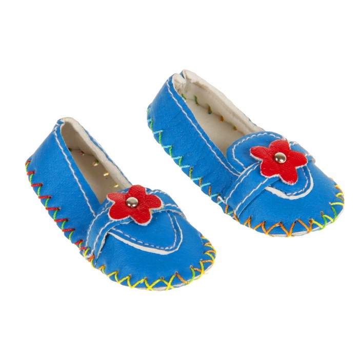 Мокасины для для куклы "Цветочек" длина стопы 7,5 см, 1 пара, цвет голубой