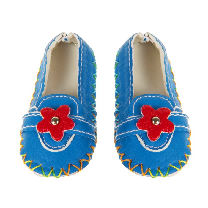 Мокасины для для куклы "Цветочек" длина стопы 7,5 см, 1 пара, цвет голубой