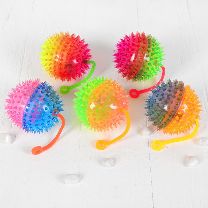 Мяч световой "Ёжик" с пищалкой 8,5 см, цвета МИКС