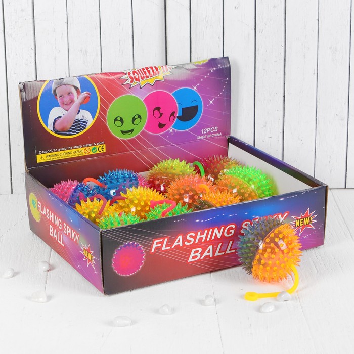 Мяч световой "Ёжик" с пищалкой 8,5 см, цвета МИКС
