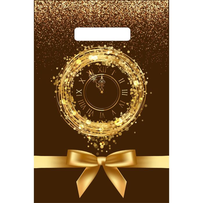 Пакет "Часы классик", полиэтиленовый с вырубной ручкой, 30х20 см, 30 мкм