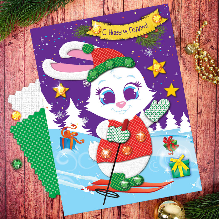 Аппликация самоклеящейся тканью "Зайка"