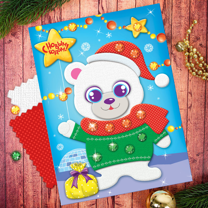 Аппликация самоклеящейся тканью "Мишка"