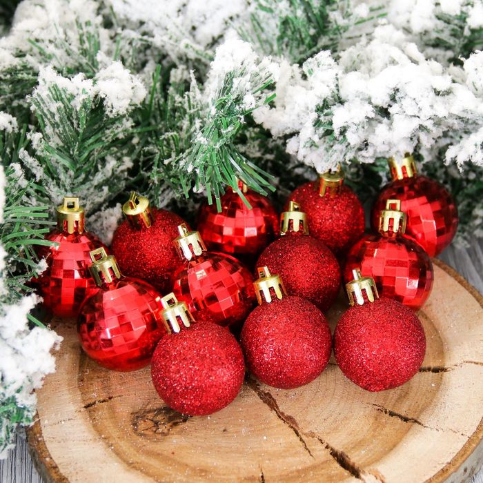 Набор шаров пластик d-4 см 12 шт "Алькор" бордо