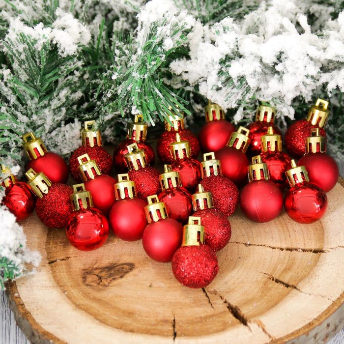 Набор шаров пластик d-2,5 см 24 шт "Алькор" бордо