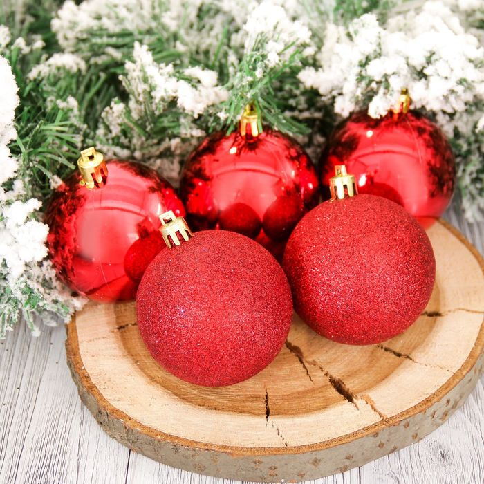 Набор шаров пластик d-7 см 8 шт "Алькор" красный