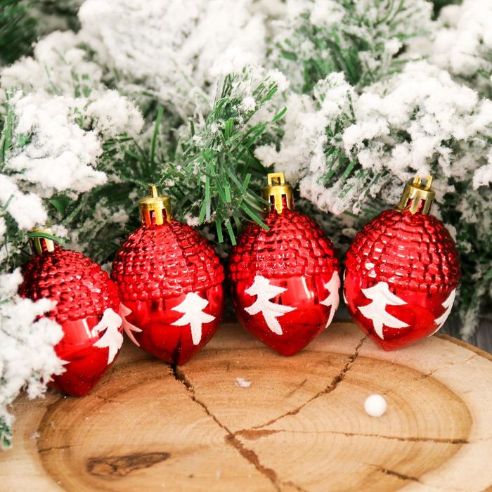 Набор украшений пластик желуди 4 шт 4,5 см веточка