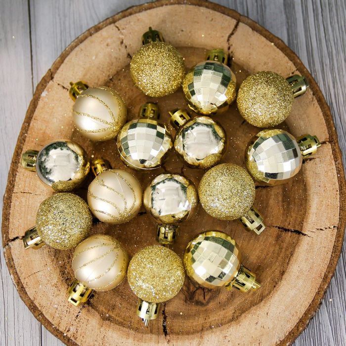 Набор шаров пластик d-3 см 36 шт "Алия" золото