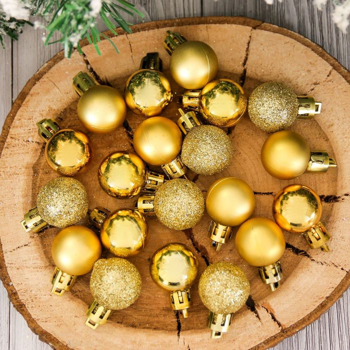 Набор шаров пластик d-2,5 см 48 шт "Алия" золото