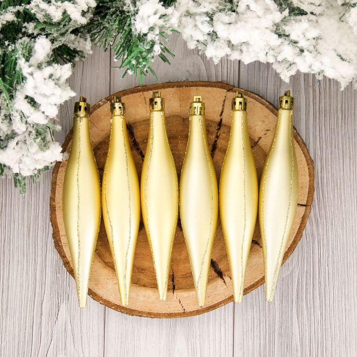 Набор украшений пластик 6 шт 16 см сосульки полоса