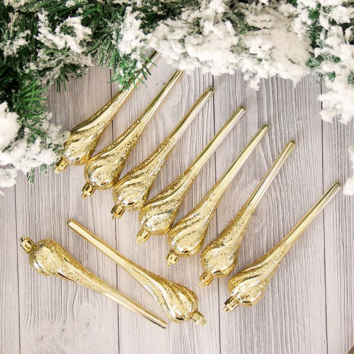 Набор украшений пластик 9 шт 17 см сосульки блеск