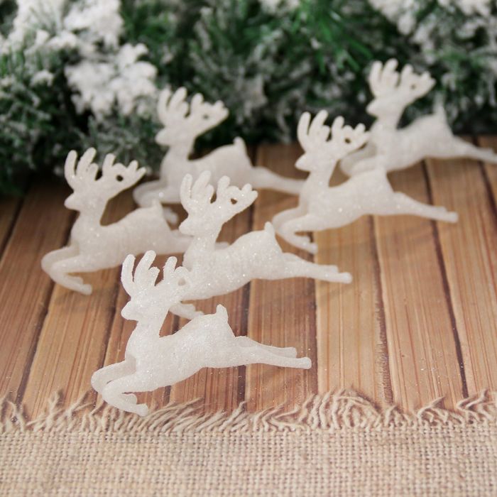 Набор украшений пластик 6 шт 7*9,5 см снежные олени