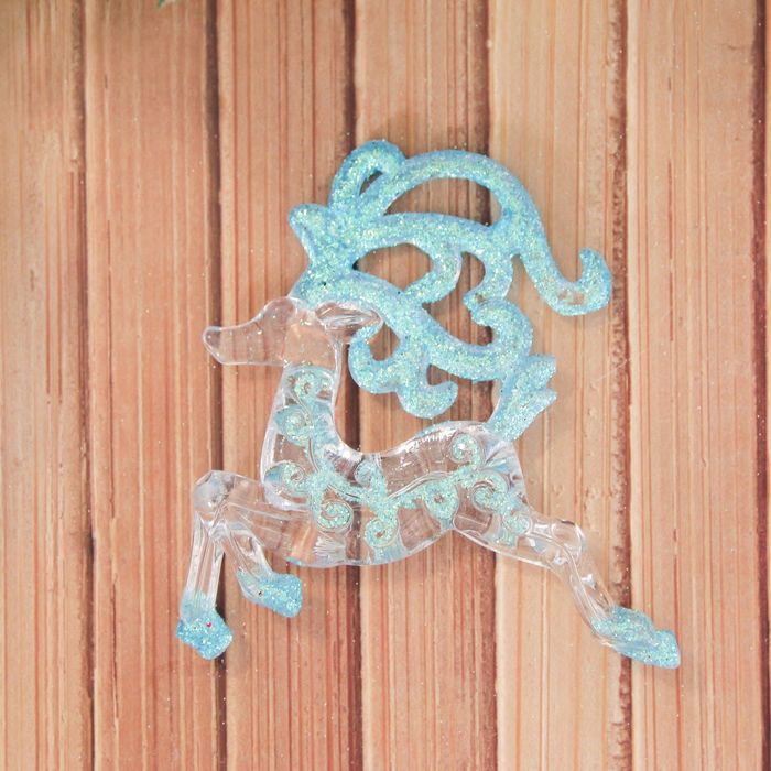 Украшение пластик 12 см олешка голубой