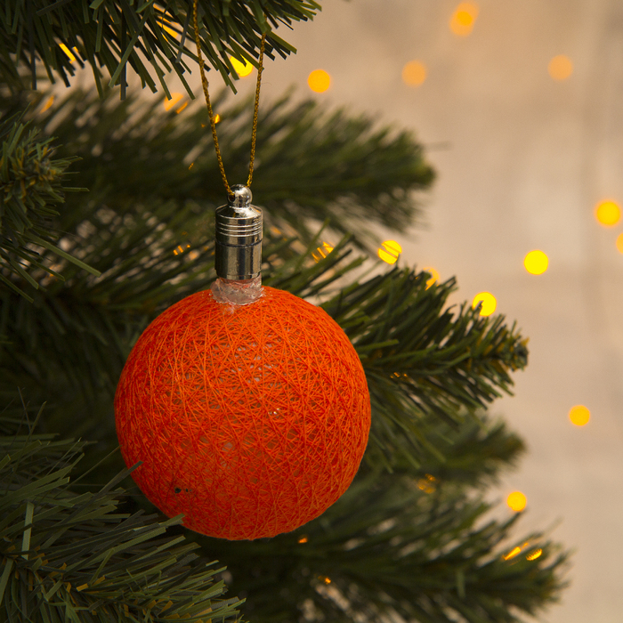Игрушка световая "Елочный шар" (батарейки в комплекте) 6 см, 1 LED, RGB, ОРАНЖЕВЫЙ