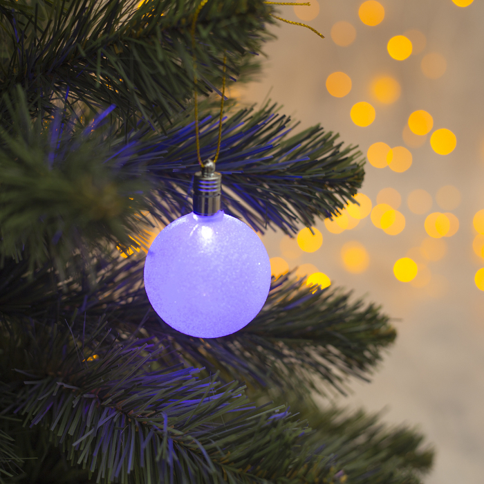 Игрушка световая "Елочный шар" (батарейки в комплекте) 4,5 см, 1 LED, RGB, БЕЛЫЙ