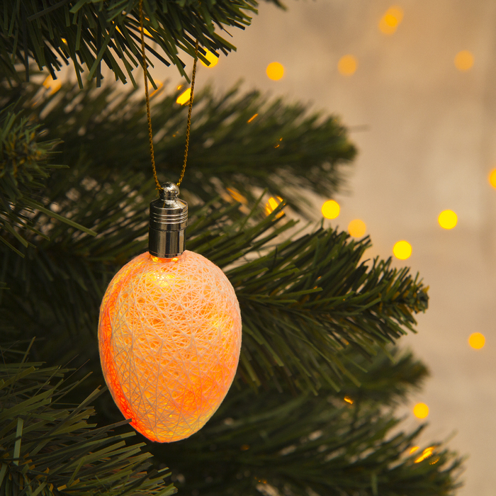 Игрушка световая "Шишка на елку" (батарейки в комплекте) 6 см, 1 LED, RGB, БЕЛЫЙ