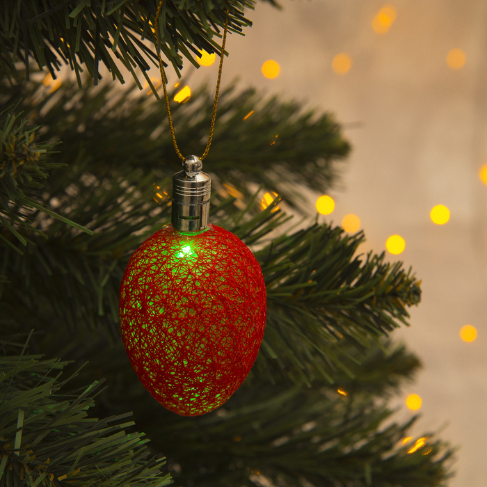 Игрушка световая "Шишка на елку" (батарейки в комплекте) 6 см, 1 LED, RGB, КРАСНЫЙ