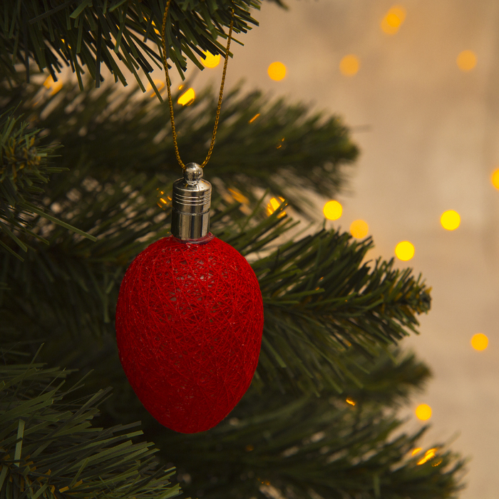 Игрушка световая "Шишка на елку" (батарейки в комплекте) 6 см, 1 LED, RGB, КРАСНЫЙ