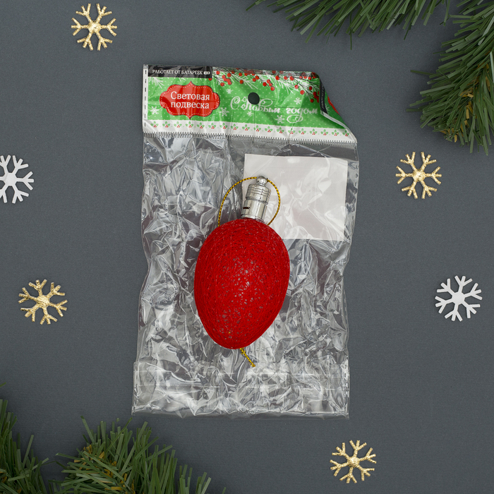 Игрушка световая "Шишка на елку" (батарейки в комплекте) 6 см, 1 LED, RGB, КРАСНЫЙ