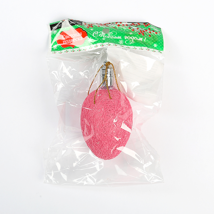 Игрушка световая "Шишка на елку" (батарейки в комплекте) 6 см, 1 LED, RGB, РОЗОВЫЙ