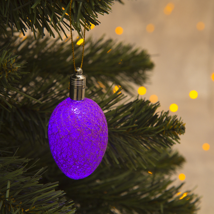 Игрушка световая "Шишка на елку" (батарейки в комплекте) 6 см, 1 LED, RGB, ФИОЛЕТОВЫЙ