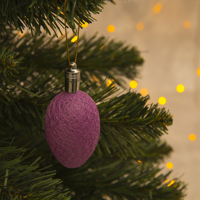 Игрушка световая "Шишка на елку" (батарейки в комплекте) 6 см, 1 LED, RGB, ФИОЛЕТОВЫЙ