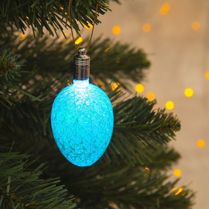 Игрушка световая "Шишка на елку" (батарейки в комплекте) 6 см, 1 LED, RGB, СИНИЙ