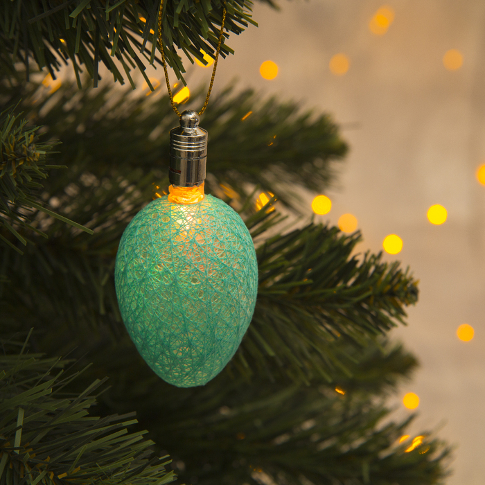 Игрушка световая "Шишка на елку" (батарейки в комплекте) 6 см, 1 LED, RGB, ГОЛУБОЙ