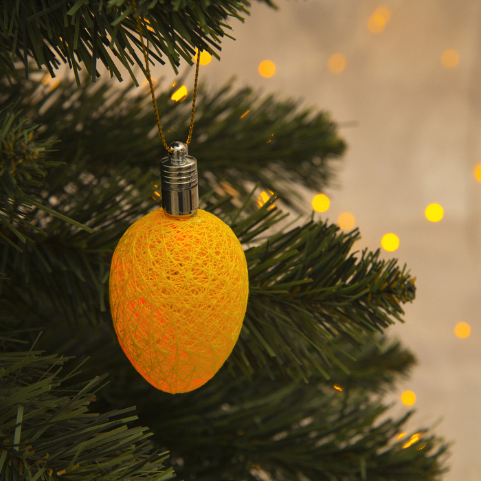 Игрушка световая "Шишка на елку" (батарейки в комплекте) 6 см, 1 LED, RGB, ЖЕЛТЫЙ