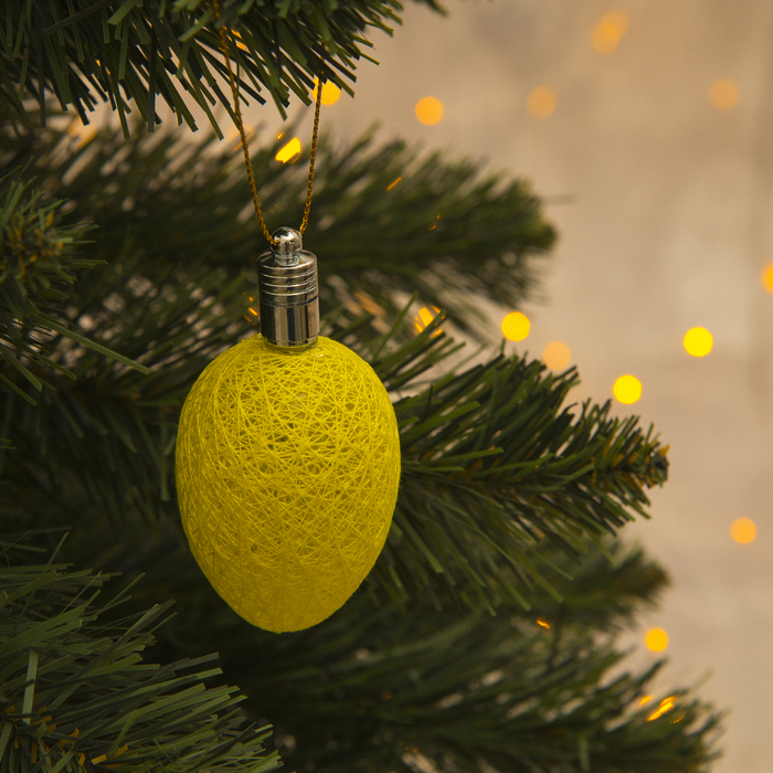 Игрушка световая "Шишка на елку" (батарейки в комплекте) 6 см, 1 LED, RGB, ЖЕЛТЫЙ