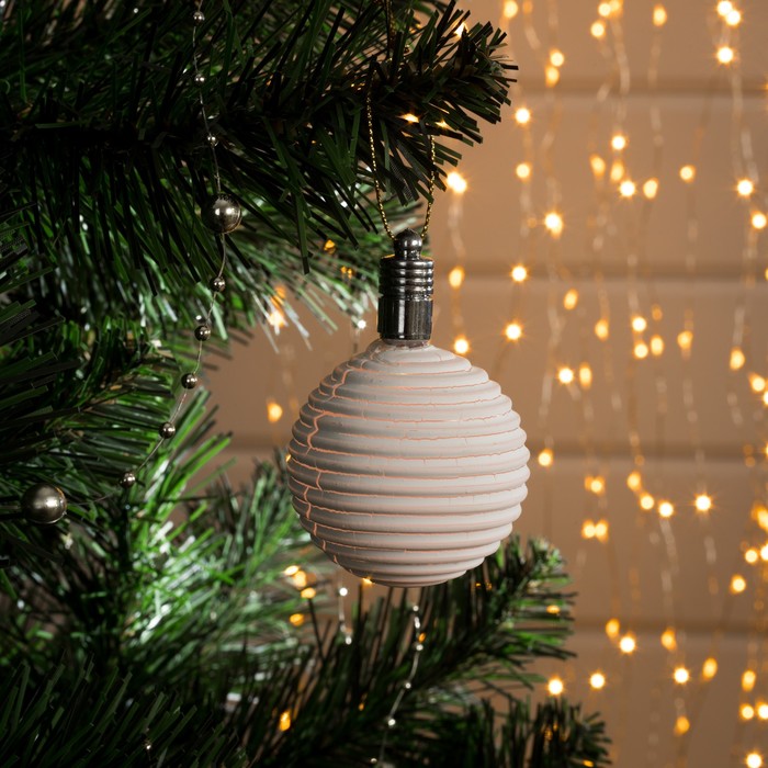 Игрушка световая "Елочный шар ребристый" (батарейки в комплекте) 5 см, 1 LED, RGB, БЕЛЫЙ