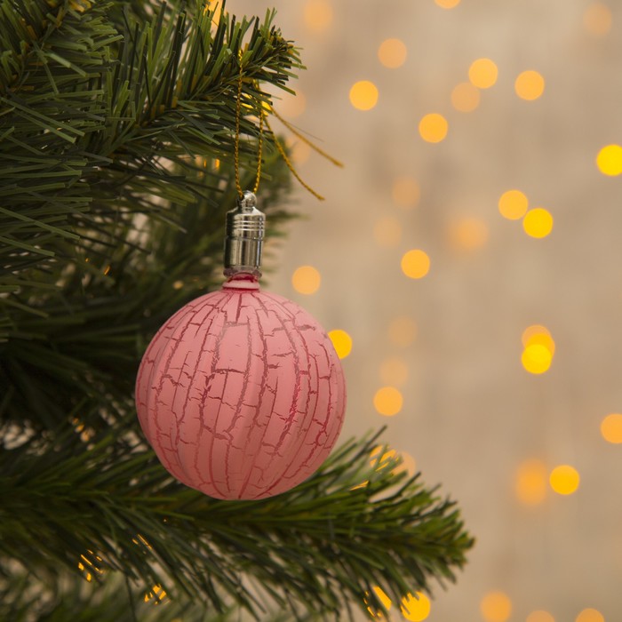 Игрушка световая "Елочный фонарик узоры краской" 5 см, 1 LED, RGB, РОЗОВЫЙ