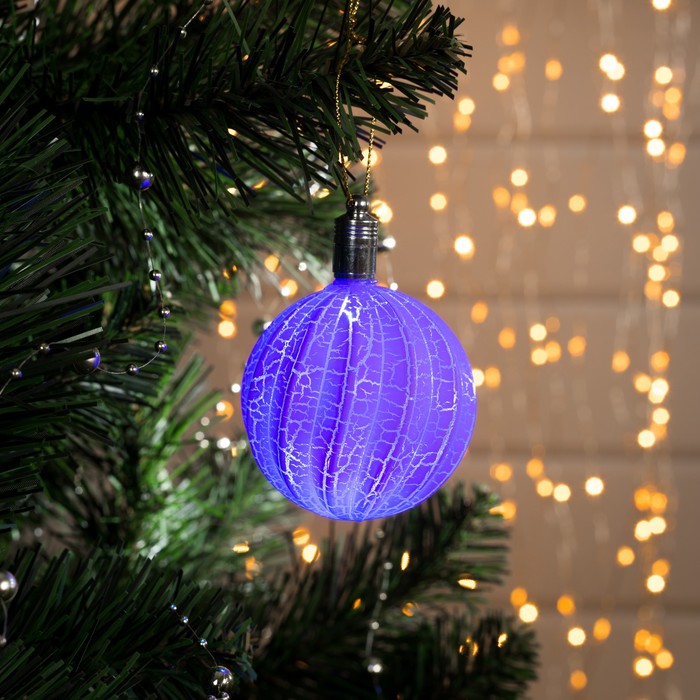 Игрушка световая "Елочный фонарик узоры краской" 5 см, 1 LED, RGB, ФИОЛЕТОВЫЙ