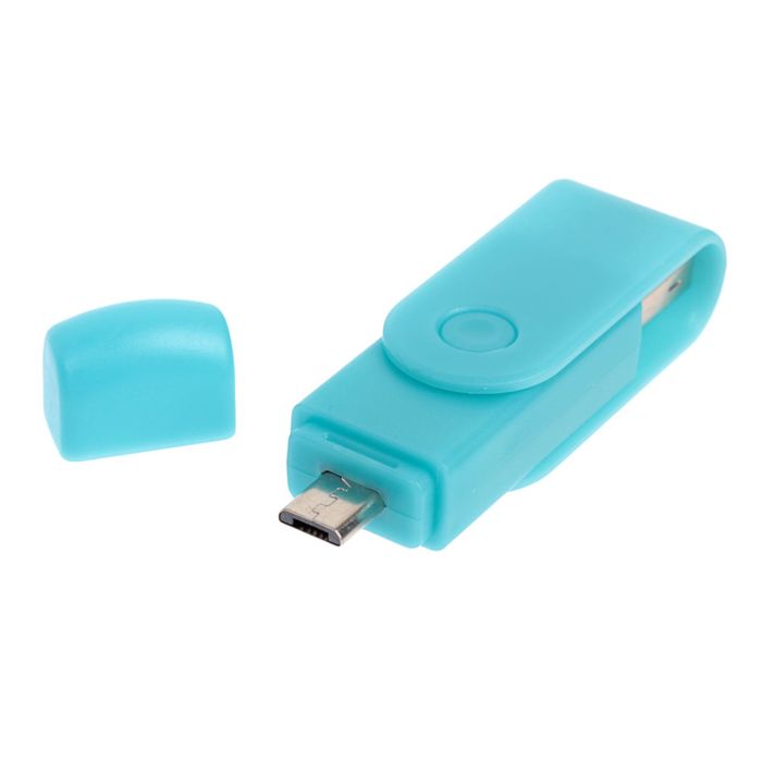 OTG картридер, подключение microUSB и USB, слоты SD microSD, цвет микс