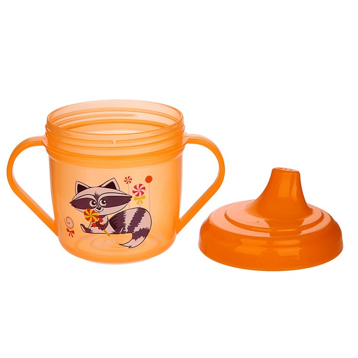 Поильник детский с твёрдым носиком «Енотик Тобби», 200 мл, от 5 мес., цвет оранжевый