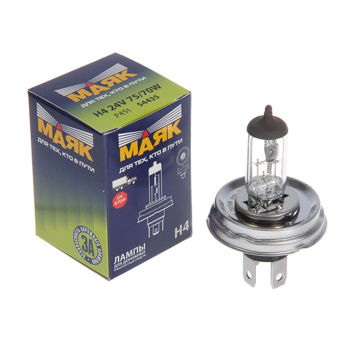 Автолампа "МАЯК", H4, 24 В, 75/70 Вт (P45t), 54435