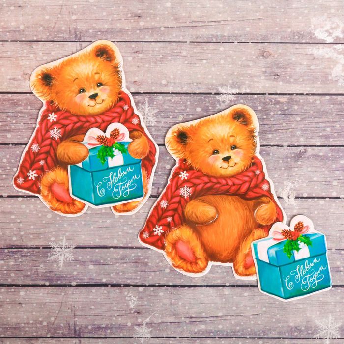 Подарочная открытка "Новогодний мишка" 8х 9 см