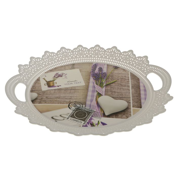 Поднос круглый 38 см "Сиреневые цветы"