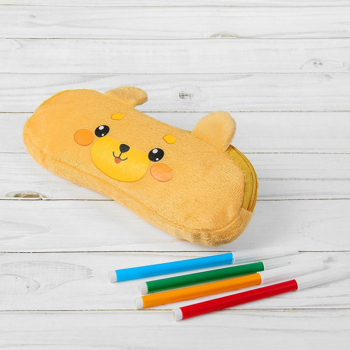 Школьный пенал мягкий "Мишка", 20 х 6,5 см