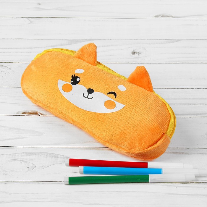 Школьный пенал мягкий "Лисичка", 20 х 6,5 см