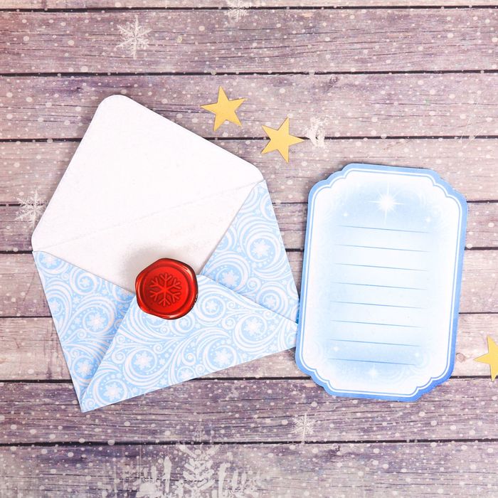 Конверт с пожеланием «Девочка у ели», 10 х 7 см