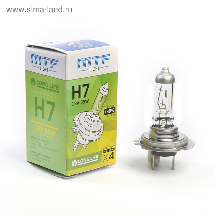 Лампа автомобильная MTF, Standard+30%, H7, 12 В, 55 Вт, HS1207
