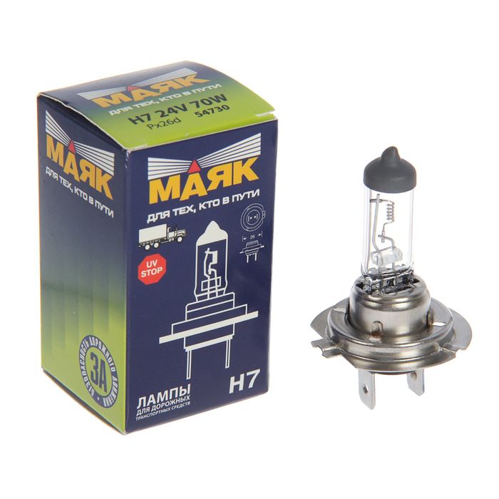 Автолампа "МАЯК", H7, 24 В, 70 Вт (Px26d), 54730