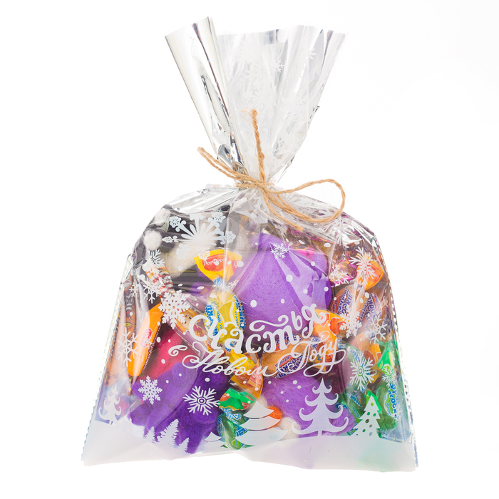 Пакет подарочный пластиковый «Счастья в новом году», 20 × 30 см,