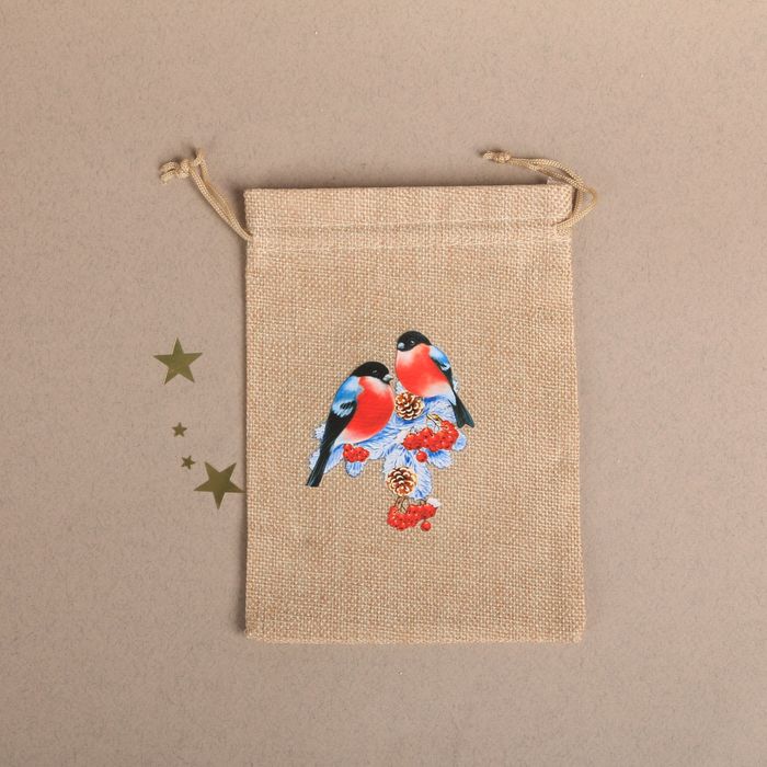 Мешочек подарочный "Снегири" 13х 18 см
