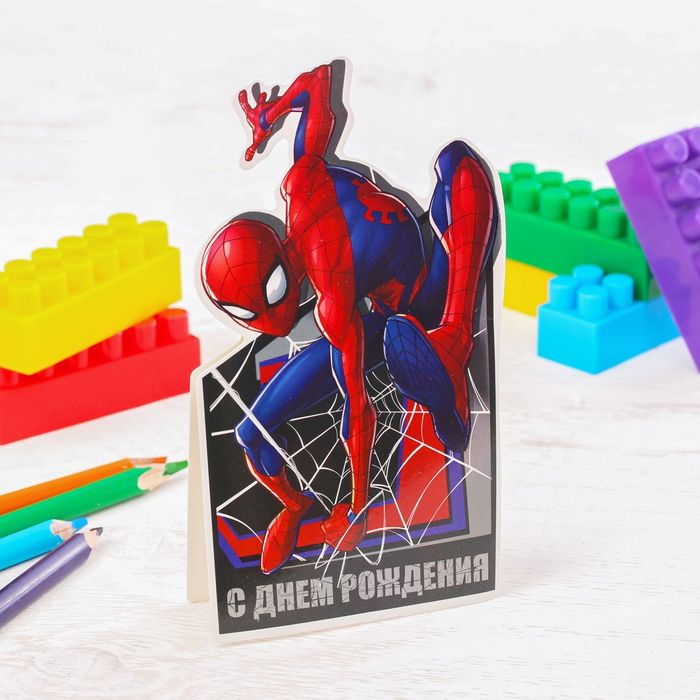 Открытка формовая "С Днем Рождения", Человек-паук
